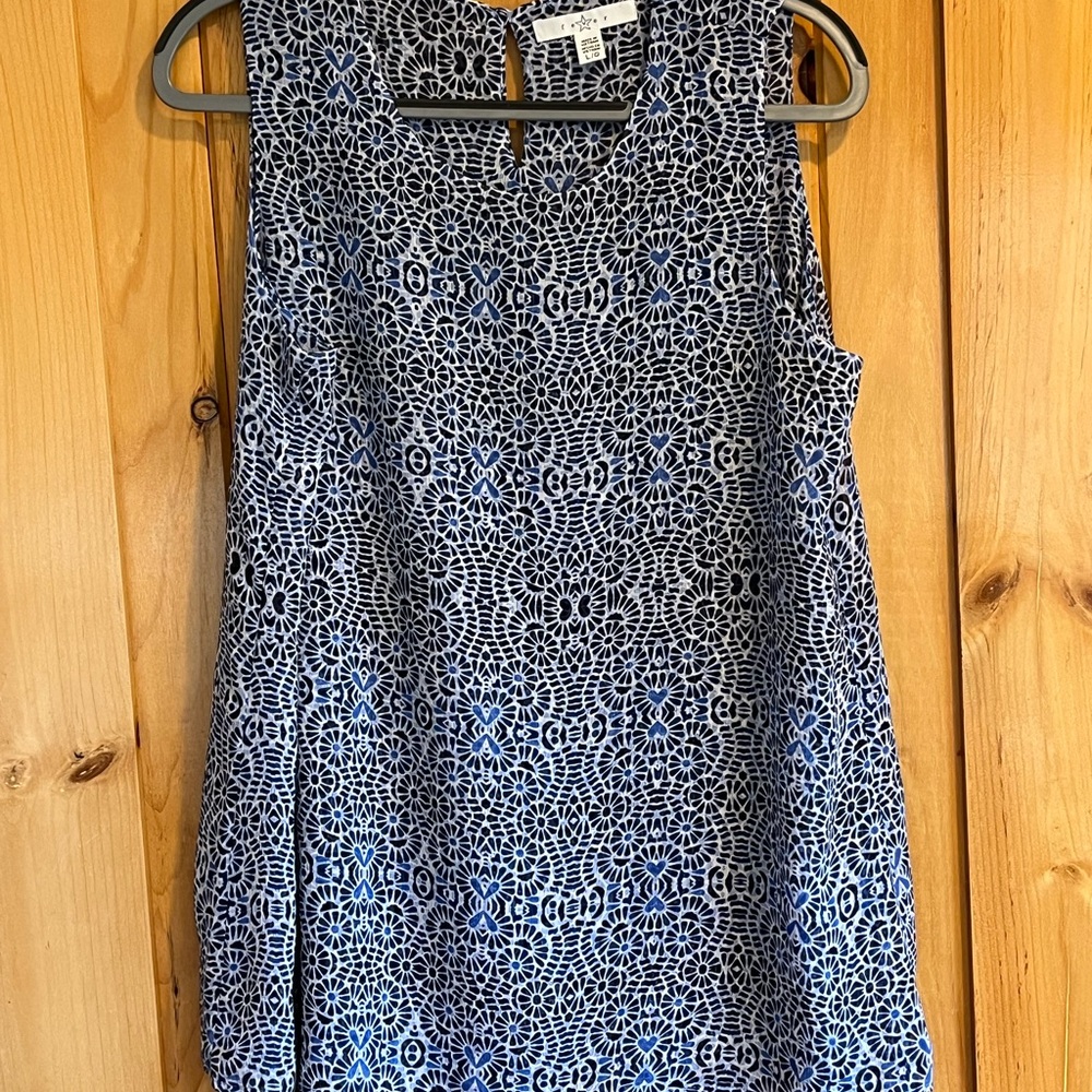Fever Blue and White Patterned Top